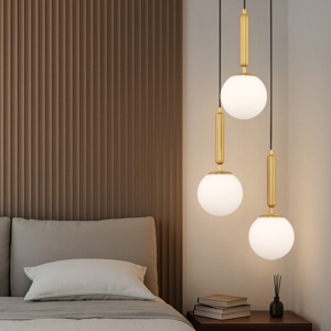 Lampadario per stanza da letto oro 3 luci sfere a grappolo