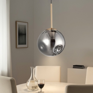 Lampada a sospensione sfera vetro fume 
