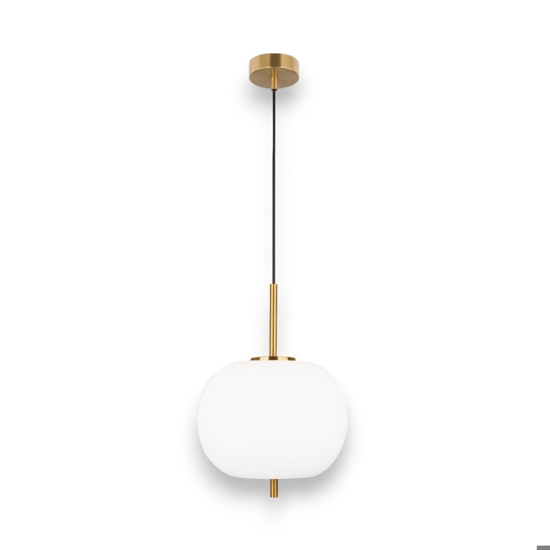 Lampada a sospensione oro vetro sfera bianca