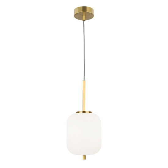 Lampada a sospensione dorata vetro bianco