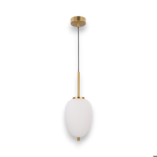 Lampada a sospensione oro sfera vetro bianco per camera da letto