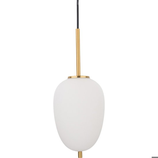 Lampada a sospensione oro sfera vetro bianco per camera da letto