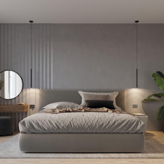 Lampada a sospensione da comodino nero per camera da letto