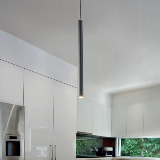 Ondaluce so tube lampada a sospensione led per isola cilindro nero