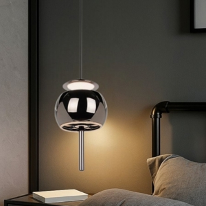 Lampada sospensione per isola vetro cromo nero led 3000k