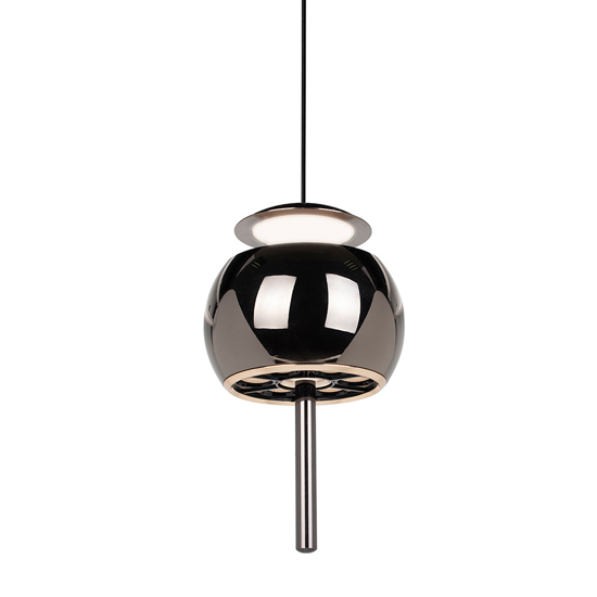 Lampada sospensione per comodino vetro cromo nero led 3000k