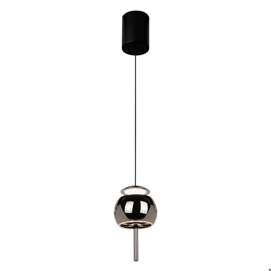 Lampada sospensione per comodino vetro cromo nero led 3000k
