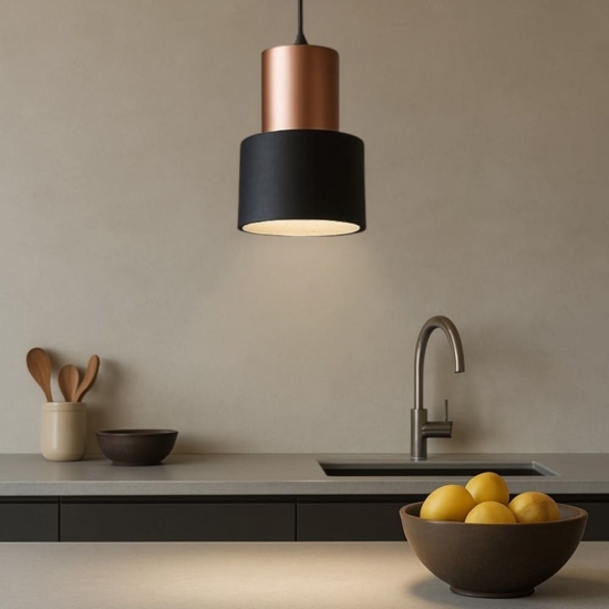 Lampada a sospensione led 5w 3000k nero oro 