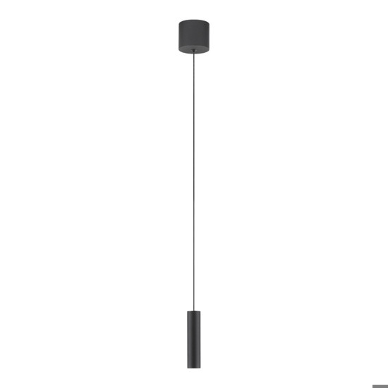 Lampada a sospensione nera cilindro led 5w 3000k