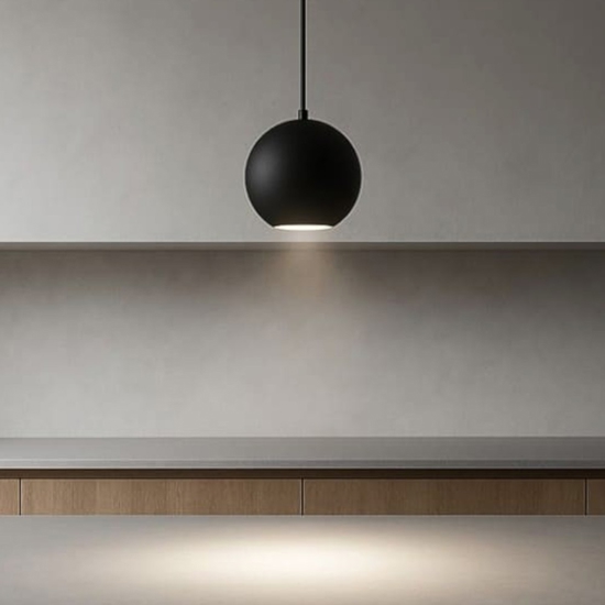 Lampada led sfera nera per isola