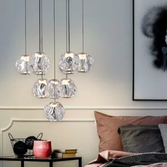 Lampadario grappolo sfere per camera da letto