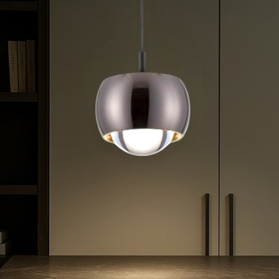 Lampada a sospensione sfera cromo scuro
