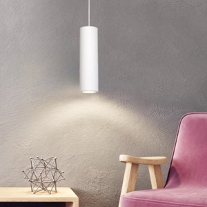 Lampada a sospensione cilindro di gesso bianco