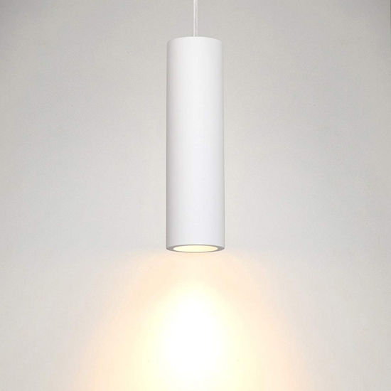 Lampada a sospensione cilindro di gesso bianco