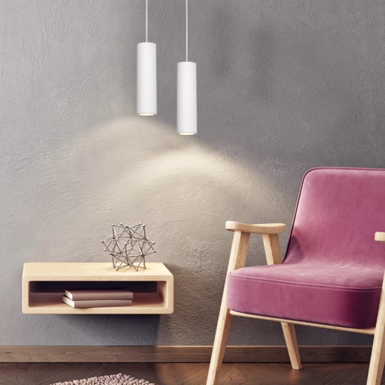 Lampada a sospensione cilindro di gesso bianco