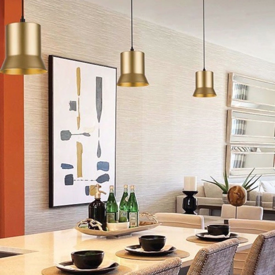 Lampada dorata a sospensione per isola penisola led 6w 3000k fp