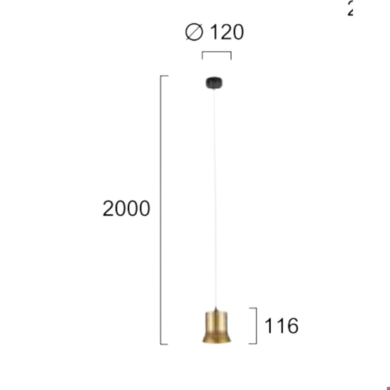 Lampada dorata a sospensione per isola penisola led 6w 3000k fp