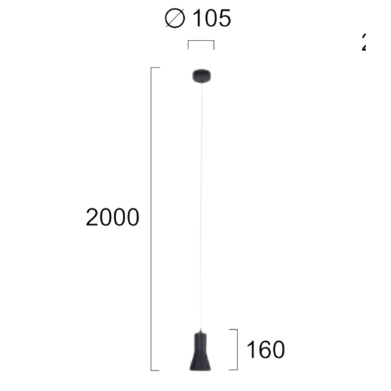 Lampada nera cono pendente moderna led 3000k 6w fp