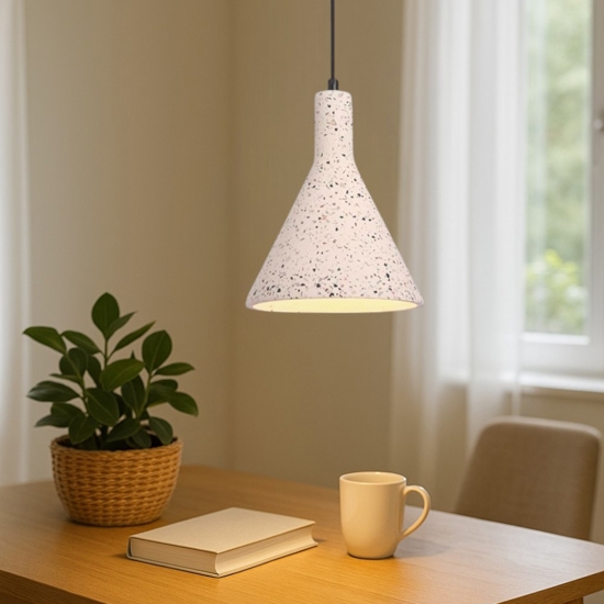 Lampada a sospensione di cemento bianco nero