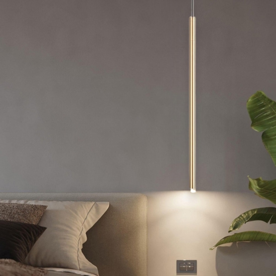 Lampada a sospensione cilindro lungo 100cm oro