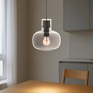 Lampada sospensione da comodino vetro grigio fume