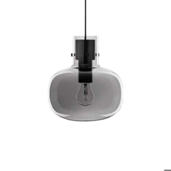 Lampada sospensione da comodino vetro grigio fume