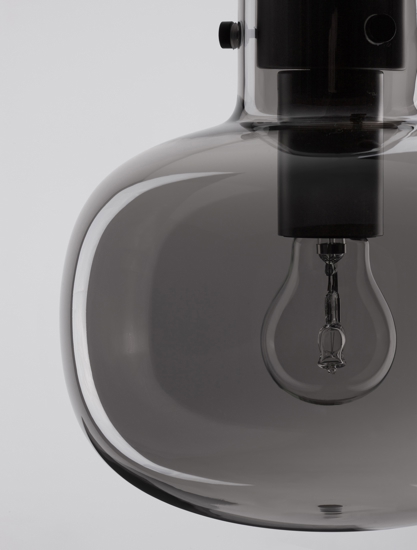 Lampada sospensione da comodino vetro grigio fume