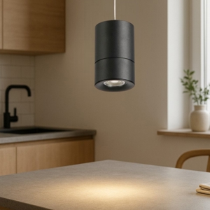 Lampada sospensione pendente cilindro nero moderna