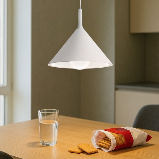 Lampada a sospensione per isola cono bianco gea luce