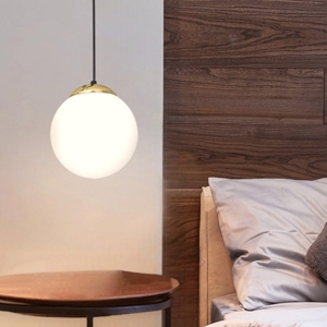 Lampada da comodino nero sfera bianca cm25