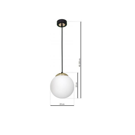 Lampada da comodino nero sfera bianca cm25 fp