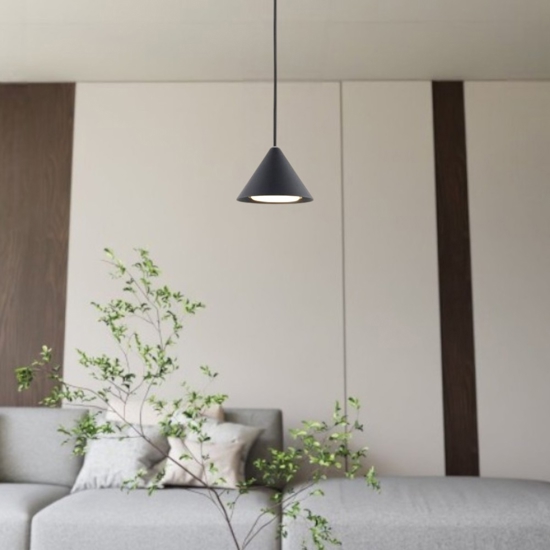 Lampada cono nero per isola moderna