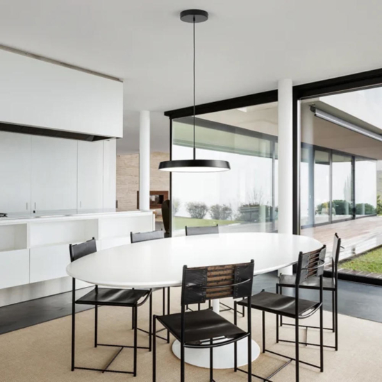 Isyluce lampada a sospensione nera urban design moderno led 18w dimmerabile