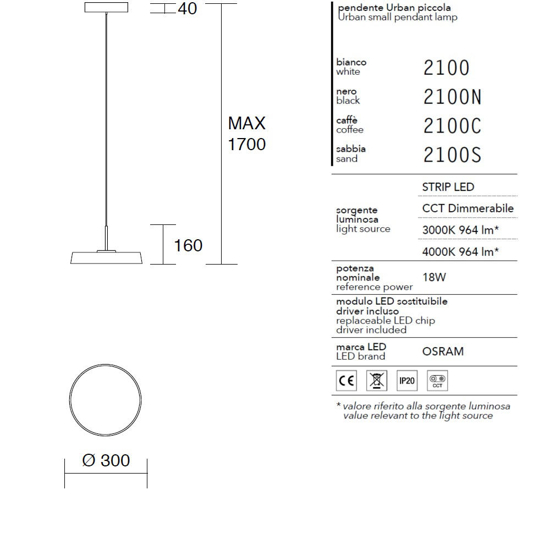 Isyluce lampada a sospensione urban sabbia moderna led 18w dimmerabile