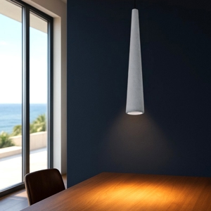 Lampada sospensione cono di cemento grigio per isola