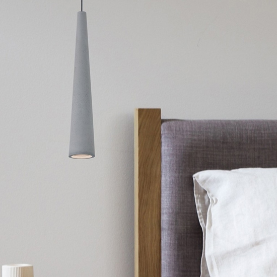 Lampada sospensione cono di cemento grigio per isola fp