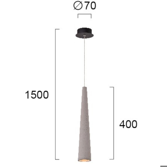 Lampada sospensione cono di cemento grigio per isola fp