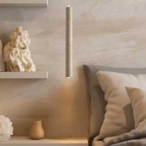 Lampada cilindro a sospensione pietra beige pepe led 7w 3000k