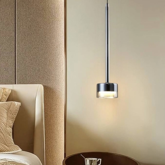 Lampada a sospensione nera vetro bronzo moderna