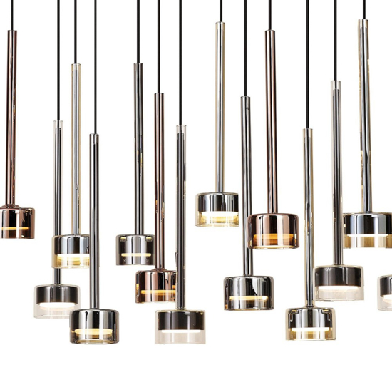 Lampada a sospensione nera vetro bronzo moderna