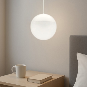 Lampada pendente per comodini sfera bianca led 10w 3000k