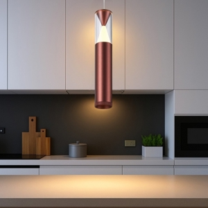 Lampada pendente per isola cilindro design oro rosa