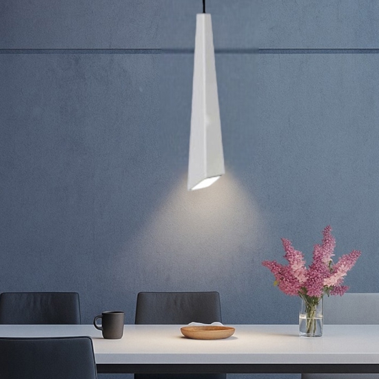 Lampada pendente a sospensione bianca in gesso assimetrica