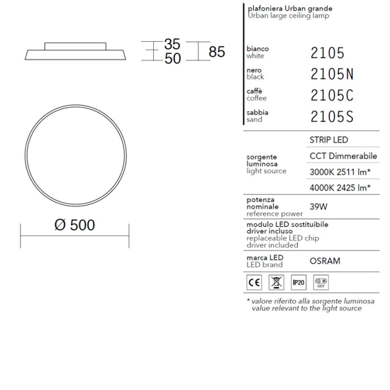 Isyluce plafoniera nera moderna per soggiorno led 39w 3000k 4000k dimmerabile