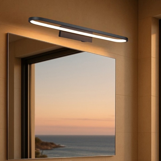 Applique da bagno moderno nera led 22w 3000k