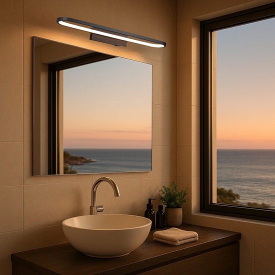 Applique da bagno moderno nera led 22w 3000k