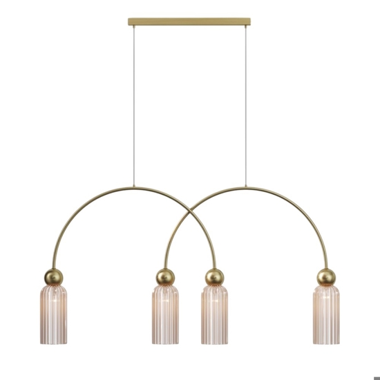 Maytoni antic lampadario da cucina 4 luci paralumi in vetro
