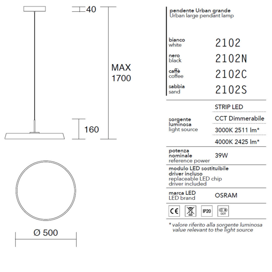 Lampadario per cucina moderna caffe' led 39w 3000k 4000k dimmerabile