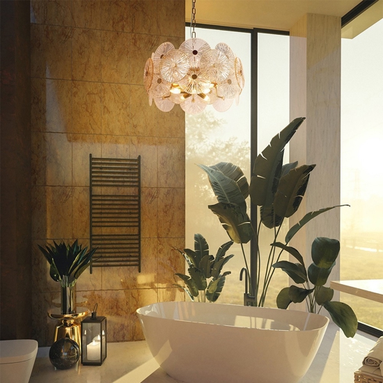 Maytoni aster lampadario moderno per salotto in vetro decorato