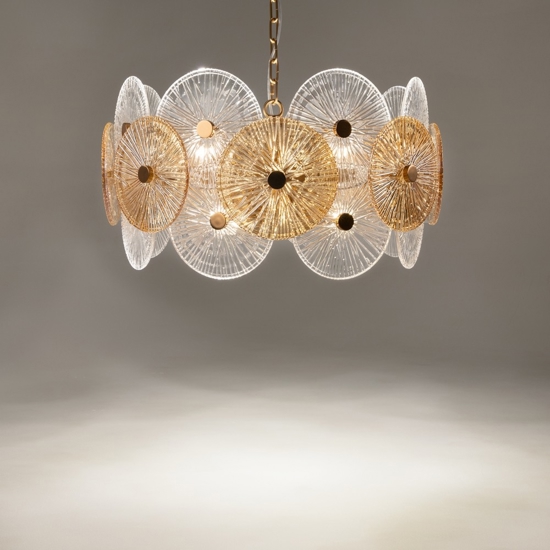 Maytoni aster lampadario moderno per salotto in vetro decorato